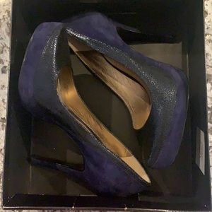 BCBG Paris navy two-tone heels.